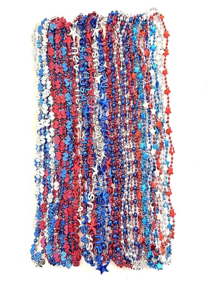 GZYSSL 82 Pcs 4th of July Beads Necklaces Red Blue White Independence Day Bead Necklaces Patriotic Memorial Day Parade Party Decorations - Image 5